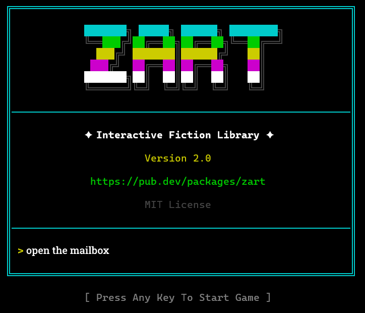 Zart CLI Title Screen